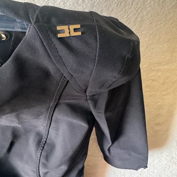 Elisabetta Franchi Bodycon Lace Up Back Cocktail Party Dress S Black Stretch Zip - Picture 5 of 16